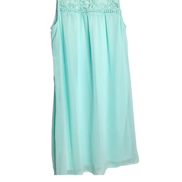 As U Wish Mint Green A Line Dress Sheer Lace Panel Lined XS - Picture 3 of 8